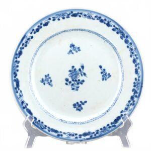 Chinese Export Qianlong Porcelain Plate Blue White Qing Period 18th Century