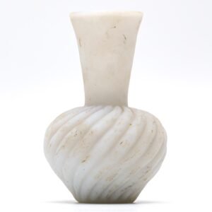 English Opaline Glass White Bottle Bud Vase Swirl Ribbon Victorian 19C