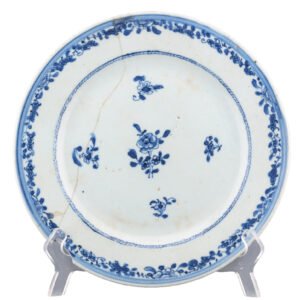 Chinese Qianlong Export Porcelain Plate Blue White Qing Period 18th Century