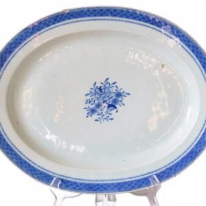 Large Chinese Porcelain Platter Cobalt Blue White Qing Qianlong 18th Century