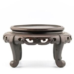 Japanese Carved Wooden Legged Stand for Vase Brown Meiji Period 19th Century