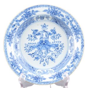 Chinese Porcelain Plate Blue Lotus Lian Hua 莲花 Qing Dynasty Kangxi 18th C