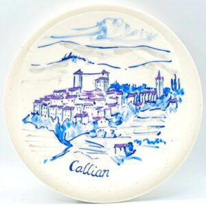 England Porcelain Blue Lily White Plate Heritage Town Period 20th Century