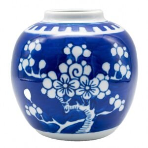 Chinese Porcelain Ginger Jar Blue White Prunus Kangxi Marked Period 20th C