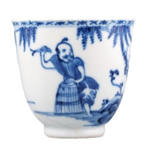 Chinese Qianlong Porcelain Wine Beaker Blue White Daoist Qing 18th Century