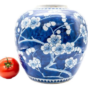 Chinese Guangxu Porcelain Blue Prunus Blossom Ginger Jar Qing Marks 19th Century