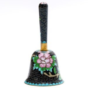 Chinese Cloisonne Bell Gilt Export Famille Rose Flower Clouds Ruyi Head Late 20C