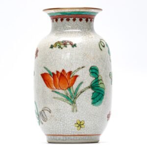 Chinese Porcelain Baluster Vase Crackled Glazed Famille Verte Red Mark Late 20C