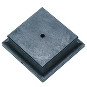 Japanese Carved Wood Black Square Stand for Vase Lamped Drilled Holes Middle 20C