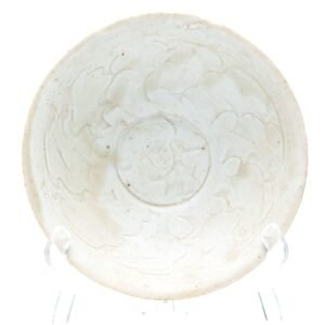 Chinese Porcelain Bowl Qingbai Celadon Crackle Glazed Lotus Petals Late Ming 16C