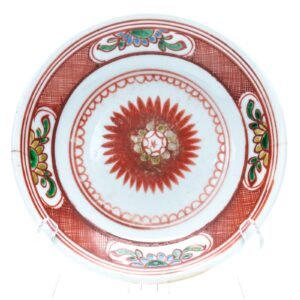 Chinese Porcelain Bencharong Plate Dish Red Peony Qing Thai Asia Market 18/19C