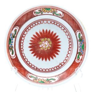 Chinese Porcelain Bencharong Plate Dish Red Peony Qing Thai Asia Market 18/19C