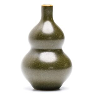 Chinese Porcelain Double Gourd Vase Tea dust Glaze Miniature Monochrome Late 20C