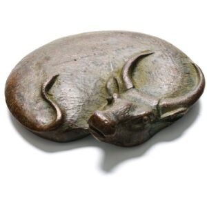 Chinese Figurine Bronze Water Buffalo Marked Six Character Ming Xuande Late 20C