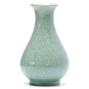 Chinese Porcelain Baluster Vase Ge Type Crackled Celadon Glaze Monochrome 20C
