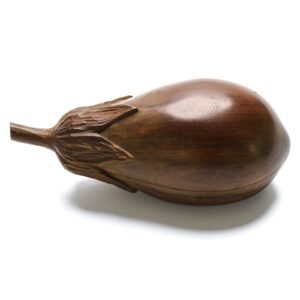 Japanese Netsuke Aubergine Carved Hardwood Brown Naturalistic Marked Meiji 19C