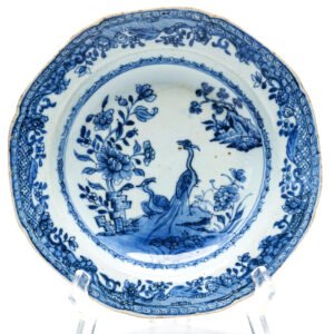 Chinese Porcelain Plate Qianlong Blue White Phoenix Landscape Qing Dynasty 18C