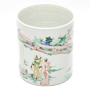 Chinese Porcelain Brush Pot Famille Verte Romance Western Chamber Kangxi 18C