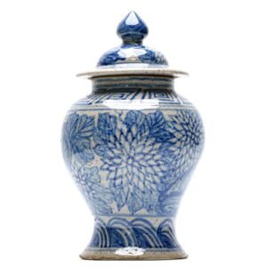 Chinese Porcelain Baluster Vase Cover Blue White Qing Four Marked Late 20C