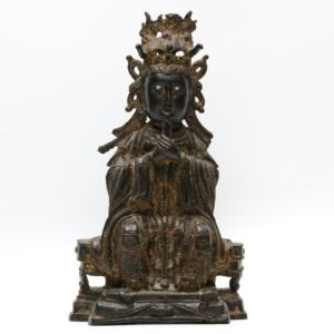 Chinese Bronze Figurine Daoist Deity Bixia Yuanjun Phoenix Headdress Ming 16th C