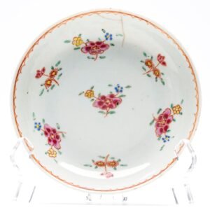 Chinese Peony Yongzheng Porcelain Saucer Famille Rose Gilt Qing Period 18C