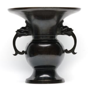 Chinese Bronze Globular Vase Beast Head Masks Handles Dragon Ming Late 17th C