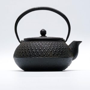 Japanese Teapot Cover Iron Cast Handle Nanbu Relief Marked Meiji Period 20th C