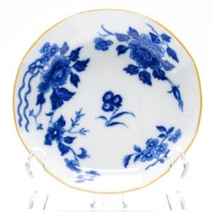 Chinese Porcelain Saucer Blue White Blossom Peony Brown Rim Qianlong Qing 18C