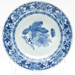Chinese Porcelain Deep Plate Blue Merian Maria Sybille Dutch Botanist Qing 18C