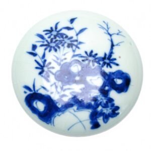 Chinese Seal Paste Box Cover Porcelain Blue Three Friends Of Winter Qing 19C