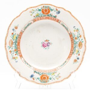 Chinese Porcelain Deep Plate Famille Verte Flower Gilt Kangxi Mujintang Qing 18C