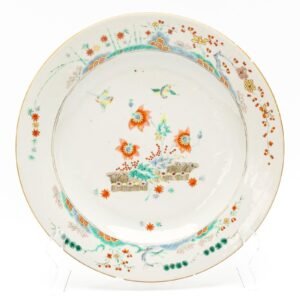 Chinese Porcelain Plate Kakiemon Style Birds Dutch Flower Gilt Kangxi Qing 18C
