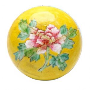 Chinese Ginger Jar Cover Porcelain Famille Jaune Peony Turquoise Republic 20C