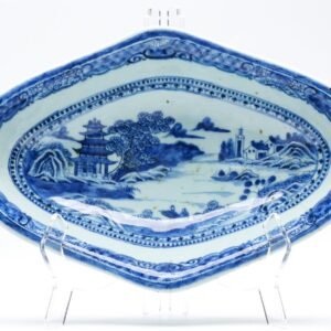 Chinese Porcelain Tureen Blue White Literati Landscape Qing Qianlong Dynasty 18C