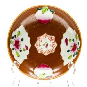 Chinese Porcelain Saucer Kangxi Batavian Famille Rose Peach Immortal Qing 18C