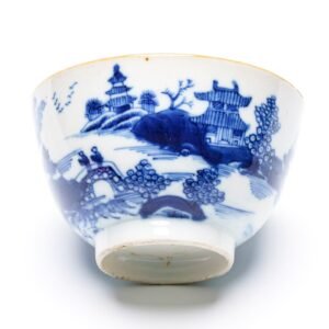 Chinese Porcelain Cup Blue White Brown Rim Landscape Qing Qianlong Dynasty 18C