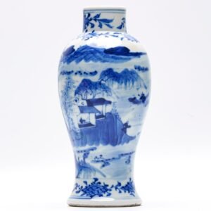 Chinese Porcelain Baluster Vase Blue White Revival Kangxi Marked Late Qing 19C