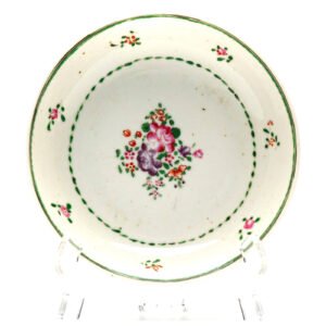 Chinese Porcelain Saucer Qianlong Famille Rose Green Gilt Flower Scroll Qing 18C