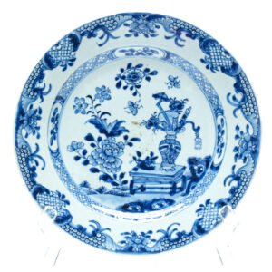 Chinese Porcelain Plate Blue White Precious Objects Ruyi Scepter Daoist Qing 18C