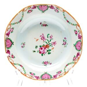 Chinese Porcelain Plate Export Famille Rose Gilt Flower Qianlong Qing Period 18C