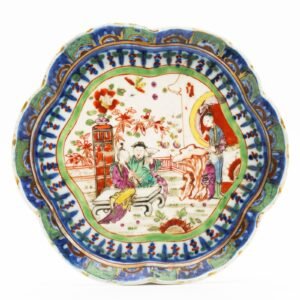 Chinese Porcelain Tea Stand Clobbered Romance of the Western Chamber Qing 18C