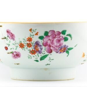 Chinese Porcelain Qianlong Bowl Famille Rose Peony Flower Gilt Qing Period 18C
