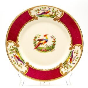 English Plate Worcester Style Chelsea Bird Staffordshire Myott Mark Porcelain 20