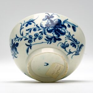 England Worcester Porcelain Bowl Cobalt Blue White Crescent Mark Dr Wall 18th C