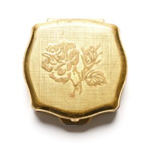 English Trinket Box Gilt Regency Style Stratton Engraved Flower Rose Late 20C