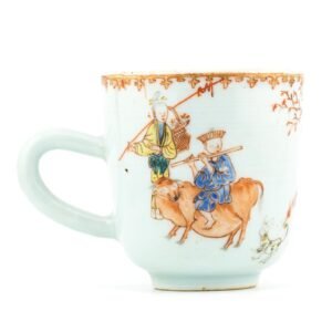 Chinese Porcelain Cup Queen Mother West Eight Daoist Qianlong Rose Gilt 18C