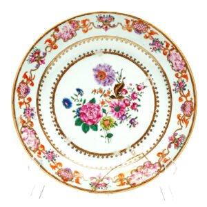 Chinese Porcelain Plate Famille Rose Gilt European Rococo Border Qianlong 18C