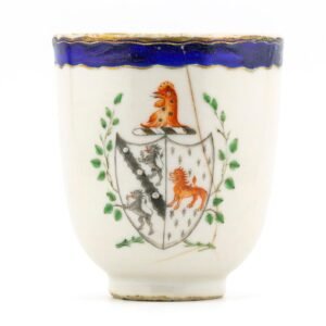 Chinese Qianlong Porcelain Armorial Arms Cooper Imp Drew Cup Gilt Qing 18C