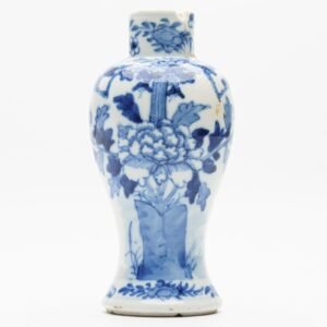 Chinese Porcelain Baluster Vase Blue White Butterfly Peony Late Qing Period 19C