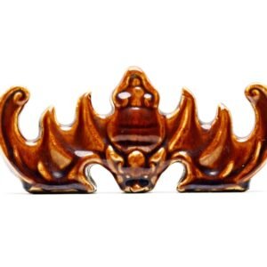 Chinese Porcelain Bat Form Brush Rest Brown Monochrome Glazed Ruyi Head 20C